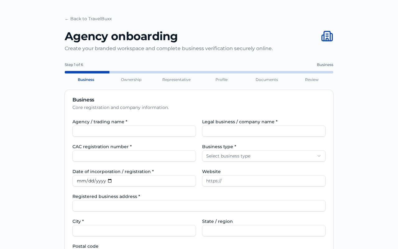 Onboarding a new agency